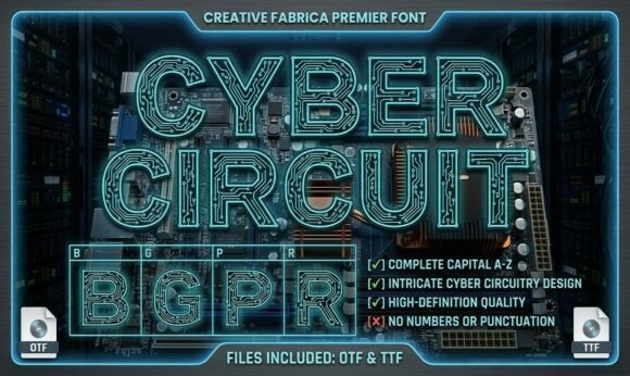 Cyber Circuit Monogram: A Futuristic Tech Font for Impactful Design